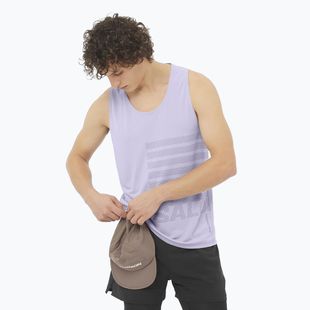 Men's running tank top Salomon Sense Aero Singlet GFX cosmic sky