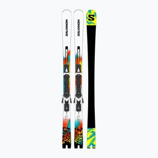 Salomon E Addikt Pro 76 downhill skis + MI12 GW bindings white/turquoise/orange