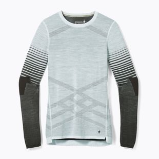 Women's thermal base layer sweatshirt Smartwool Intraknit Thermal Merino Base Layer Pattern Crew aqua