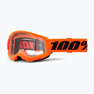 Children's cycling goggles 100% Strata 2 Junior neon orange/clear