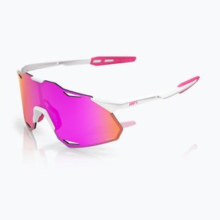 Sunglasses 100% Hypercraft XS matte white/pink/hiper vital pink mirror