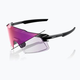 Sunglasses 100% Aerocraft gloss black/purple mirror photochromic