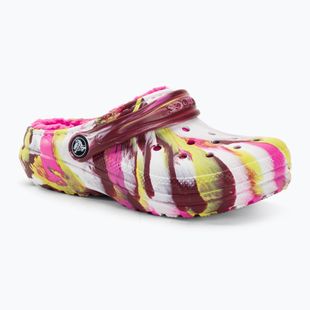 Crocs Classic Lined Marbled Clog electric pink/multi children's flip-flops