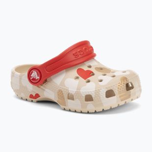 Crocs Classic Heart Print Clog sandstone children's flip-flops