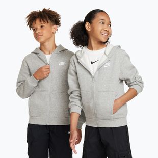 Children's sweatshirt Nike Sportswear Club Fleece dark grey heather/base grey/white