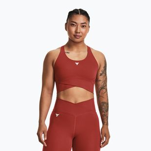 Women's training top Under Armour Project Rock LetsGo Crssover Top heritage red