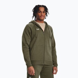 Men's sweatshirt Under Armour Rival Fleece FZ Hoodie marine dd green/white