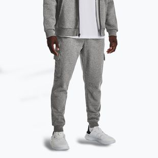 Men's trousers Under Armour Rival Fleece Cargo Jogger castlerock light heather / white