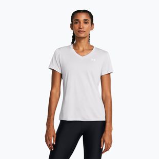 Women's training T-shirt Under Armour Tech V-Twist halo gray/white