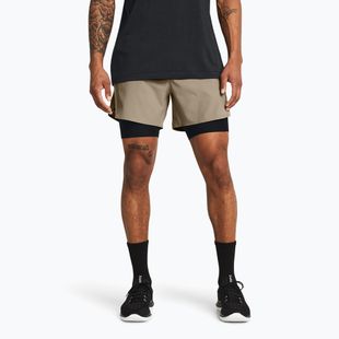 Men's shorts Under Armour Peak Woven 2in1 timberwolf taupe/black/black