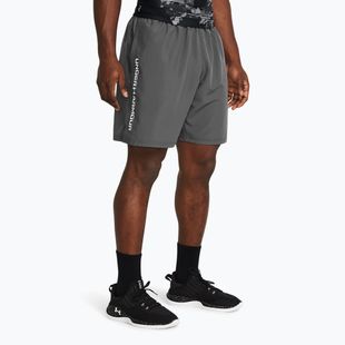 Men's training shorts Under Armour Woven Wordmark castlerock/white