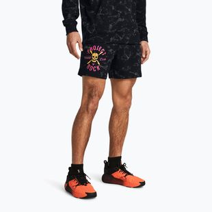 Men's training shorts Under Armour Project Rock AOP Rvl Terry Sts black