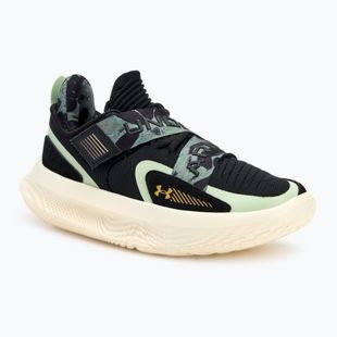 Under Armour Flow Futr X 4 Camo basketball shoes black/retro green/metallic gold