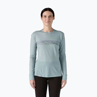 Women's Patagonia Cap Cool Merino Blend Graphic stripe longsleeve: thermal blue
