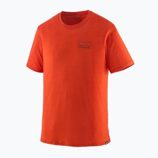Men's Patagonia Cap Cool Merino Blend Graphic Shirt fitz roy strata/pollinator orange