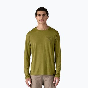Men's Patagonia Cap Cool Daily Graphic Lands clean climb roots/graze green x-dye longsleeve