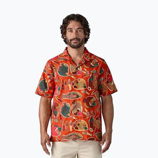 Patagonia men's Tidal Threads Camp wrasse/pollinator orange shirt