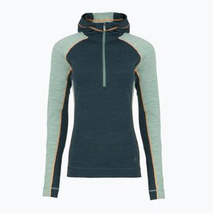 Women's Smartwool Classic Thermal Merino Base Layer 1/2 Zip Hoodie Boxed twilight/arctic green