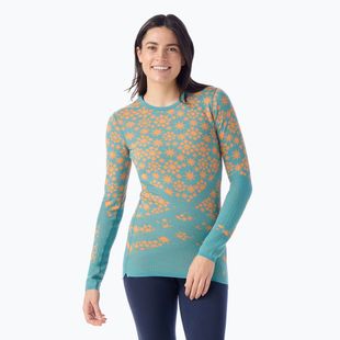 Women's thermal base layer sweatshirt Smartwool Intraknit Thermal Merino Base Layer Pattern Crew cascade
