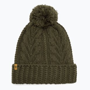 Women's winter beanie Timberland Cable Premium Pom Beanie leaf green