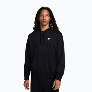 Men's sweatshirt Nike Club French Terry Pullover Hoodie black/black/white