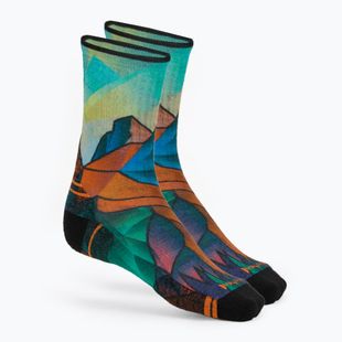 Women's socks Smartwool Hike Targeted Cushion Mountain Prism Print Crew orange rust