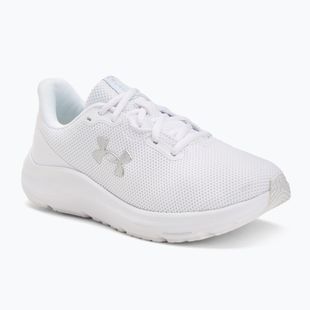 Women's running shoes Under Armour Charged Pursuit 4 white/white/metallic silver
