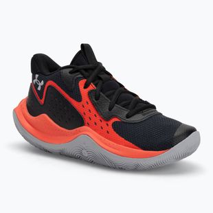 Under Armour Grade School Jet '23 children's basketball shoes black/ares red/mod gray