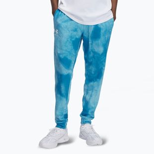 Men's trousers Under Armour Rival Terry Printed Jogger ether blue/onyx white