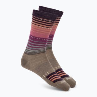 Women's socks Smartwool Everyday Stitch Stripe Crew fossil/purple