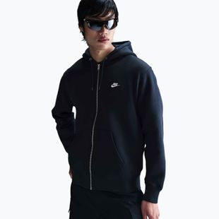Men's sweatshirt Nike Club Full Zip Hoodie obsidian/obsidian/white