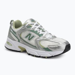 New Balance 530's silver metallic/mallard green shoes