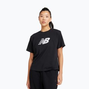 Women's T-shirt New Balance Sport Jersey Relaxed Logo black/white