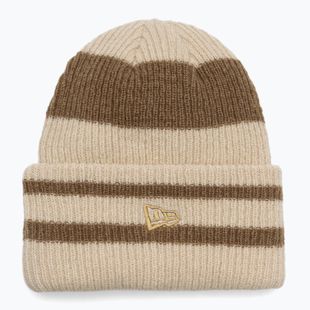 Women's winter beanie New Era Stripe Cuff Knit Beanie beige