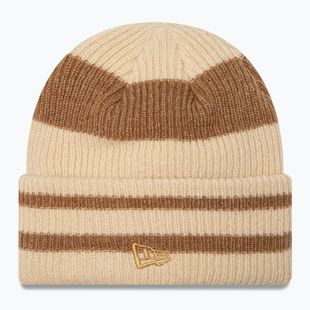Women's winter beanie New Era Stripe Cuff Knit Beanie beige