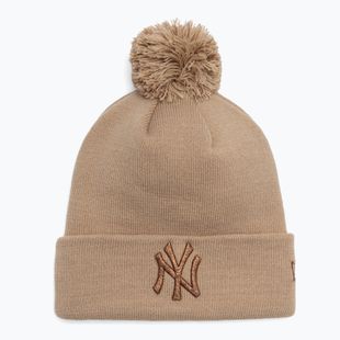 Women's New Era Metallic Bobble Knit Beanie New York Yankees beige
