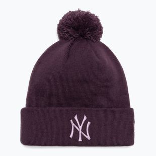 Women's New Era Metallic Bobble Knit Beanie New York Yankees dark purple