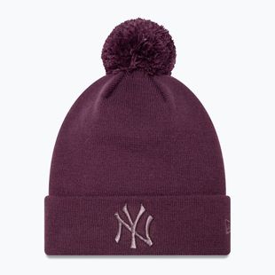 Women's New Era Metallic Bobble Knit Beanie New York Yankees dark purple