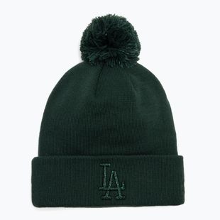 Women's New Era Metallic Bobble Knit Beanie Los Angeles Dodgers dark green