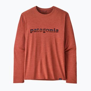 Men's longsleeve Patagonia Cap Cool Daily Graphic Shirt '73 text logo / potters red x-dye