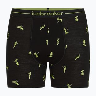 Men's thermal boxer briefs icebreaker Anatomica Snow Day black/peridot/aop