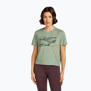 Women's T-shirt icebreaker Merino 150 Tech Lite Crop The Climb seaglass