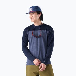 Men's thermal sweatshirt Smartwool Classic Thermal Merino Base Layer Colorblock Crew Boxed deep navy/nightfall