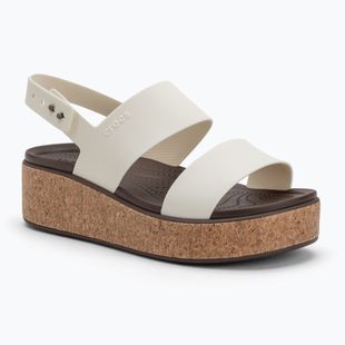 Women's Crocs Brooklyn Cork Low Wedge chalk sandals