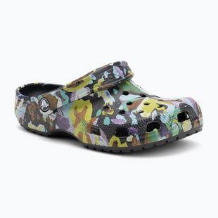 Slides Crocs Classic Painted Floral black sand