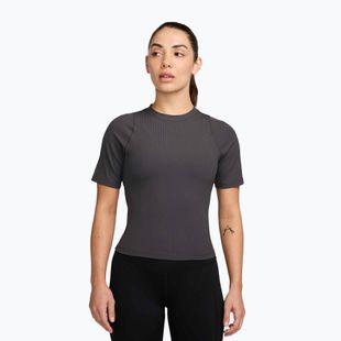 Women's T-shirt Nike Zenvy Rib Dri-Fit thunder grey/white