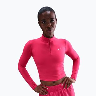 Women's Nike One Fitted Longsleeve Dri-Fit 1/4 Zip Mid Layer rush pink/white