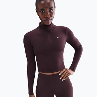 Women's T-shirt Nike One Fitted Dri-Fit 1/4 Zip Mid Layer burgundy crush/white