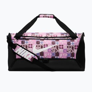 Training bag Nike Brasilia 9.5 Aop 60 l black/pink foam/white