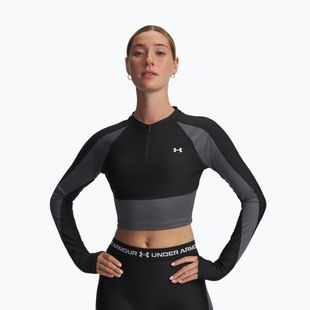 Women's training longsleeve Under Armour HeatGear Rib 1/4 Zip black/castlerock/white